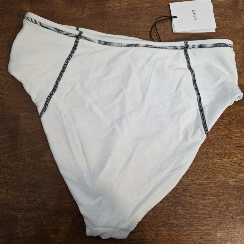 NWT Onia Ella Bikini Bottoms Textured High Rise Crinkle Swimsuit White Large - Picture 5 of 8